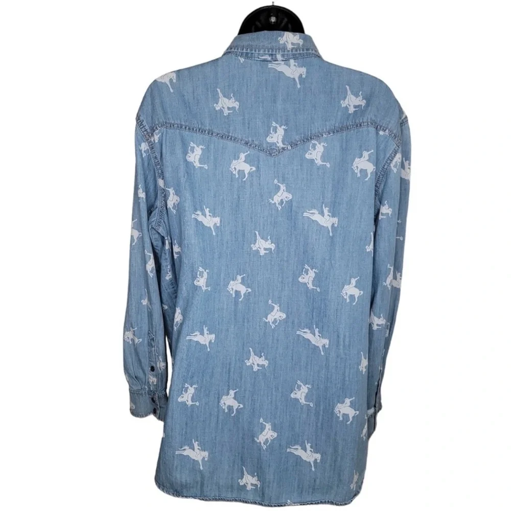 Wrangler Retro Bronco Denim Snap Women’s Western Shirt Large - Picture 3 of 6